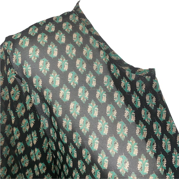 Trinity Semi-Sheer Black/Green Boho Blouse M - Picture 3 of 11